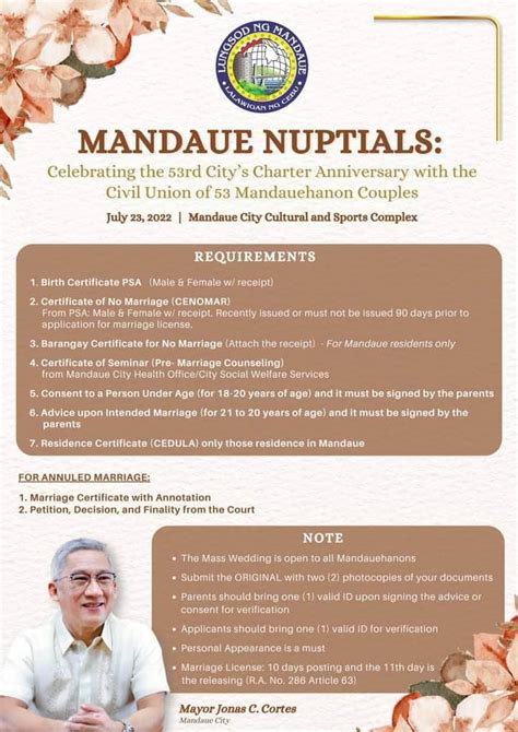 Mandaue to hold mass wedding as part of 53rd Charter Day .